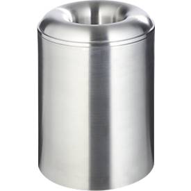 Papierkorb, rund, selbstlöschend, Volumen 20 l, mit Löschdeckel, flüssigkeitsdicht, Ø 300 x H 342 mm, Aluminium