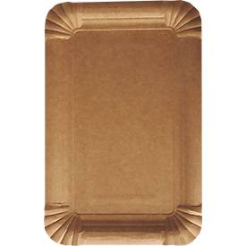 Pappteller Papstar Pure, Einweg, eckig, 130 x 200 mm, lebensmittelecht, FSC®-zertifiziert & kompostierbar, braun, 250 Stück