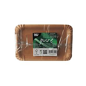 Pappteller Papstar Pure, Einweg, eckig, 130 x 200 mm, lebensmittelecht, FSC®-zertifiziert & kompostierbar, braun, 4 x 250 Stück