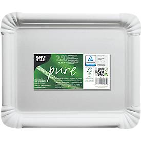 Pappteller Papstar Pure, Einweg, eckig, B 200 x H 165 mm, lebensmittelecht, FSC®-zertifiziert & kompostierbar, weiß, 2 x 250 Stück