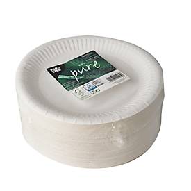 Pappteller Papstar Pure, Einweg, rund, Ø 200 mm, lebensmittelecht, FSC®-zertifiziert & kompostierbar, weiß, 10 x 100 Stück