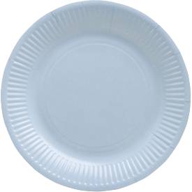 Pappteller ProNappe, besonders stabil, fettundurchlässig, ohne Kunststoffzusätze, Ø 230 x H 30 mm, recycelbarer FSC®-Karton, himmelblau, 20 Stück