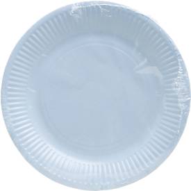 Pappteller ProNappe, besonders stabil, fettundurchlässig, ohne Kunststoffzusätze, Ø 230 x H 30 mm, recycelbarer FSC®-Karton, himmelblau, 20 Stück