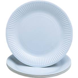 Pappteller ProNappe, besonders stabil, fettundurchlässig, ohne Kunststoffzusätze, Ø 230 x H 30 mm, recycelbarer FSC®-Karton, himmelblau, 20 Stück