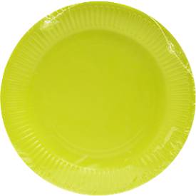 Pappteller ProNappe, besonders stabil, fettundurchlässig, ohne Kunststoffzusätze, Ø 230 x H 30 mm, recycelbarer FSC®-Karton, kiwigrün, 20 Stück
