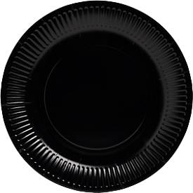 Pappteller ProNappe, besonders stabil, fettundurchlässig, ohne Kunststoffzusätze, Ø 230 x H 30 mm, recycelbarer FSC®-Karton, schwarz, 20 Stück