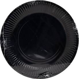 Pappteller ProNappe, besonders stabil, fettundurchlässig, ohne Kunststoffzusätze, Ø 230 x H 30 mm, recycelbarer FSC®-Karton, schwarz, 20 Stück