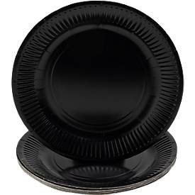 Pappteller ProNappe, besonders stabil, fettundurchlässig, ohne Kunststoffzusätze, Ø 230 x H 30 mm, recycelbarer FSC®-Karton, schwarz, 20 Stück