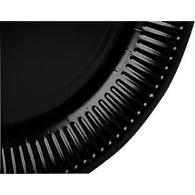 Pappteller ProNappe, besonders stabil, fettundurchlässig, ohne Kunststoffzusätze, Ø 230 x H 30 mm, recycelbarer FSC®-Karton, schwarz, 20 Stück
