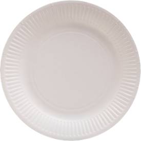 Pappteller ProNappe, besonders stabil, fettundurchlässig, ohne Kunststoffzusätze, Ø 230 x H 30 mm, recycelbarer FSC®-Karton, weiß, 20 Stück