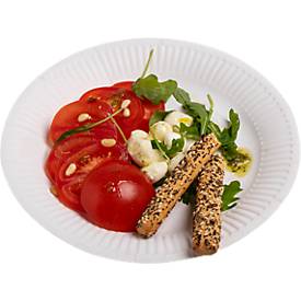 Pappteller ProNappe, besonders stabil, fettundurchlässig, ohne Kunststoffzusätze, Ø 230 x H 30 mm, recycelbarer FSC®-Karton, weiß, 20 Stück