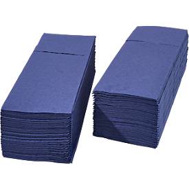 Papstar Bestecktaschen Royal Collection, integrierte Besteckfalz, B 200 x H 82,5 mm, FSC®-zertifiziert, Premium-Tissue, dunkelblau, 6 x 50 Stück