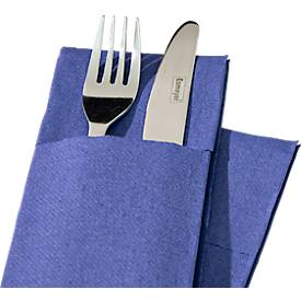 Papstar Bestecktaschen Royal Collection, integrierte Besteckfalz, B 200 x H 82,5 mm, FSC®-zertifiziert, Premium-Tissue, dunkelblau, 6 x 50 Stück