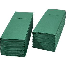 Papstar Bestecktaschen Royal Collection, integrierte Besteckfalz, B 200 x H 82,5 mm, FSC®-zertifiziert, Premium-Tissue, dunkelgrün, 6 x 50 Stück