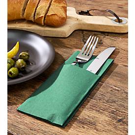 Papstar Bestecktaschen Royal Collection, integrierte Besteckfalz, B 200 x H 82,5 mm, FSC®-zertifiziert, Premium-Tissue, dunkelgrün, 6 x 50 Stück