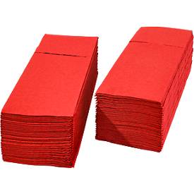 Papstar Bestecktaschen Royal Collection, integrierte Besteckfalz, B 200 x H 82,5 mm, FSC®-zertifiziert, Premium-Tissue, rot, 6 x 50 Stück