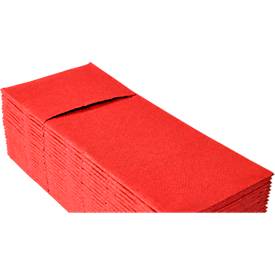 Papstar Bestecktaschen Royal Collection, integrierte Besteckfalz, B 200 x H 82,5 mm, FSC®-zertifiziert, Premium-Tissue, rot, 6 x 50 Stück