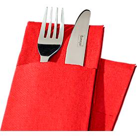 Papstar Bestecktaschen Royal Collection, integrierte Besteckfalz, B 200 x H 82,5 mm, FSC®-zertifiziert, Premium-Tissue, rot, 6 x 50 Stück