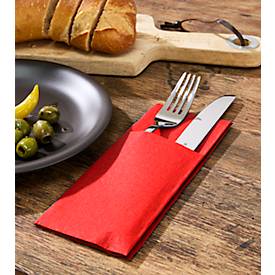 Papstar Bestecktaschen Royal Collection, integrierte Besteckfalz, B 200 x H 82,5 mm, FSC®-zertifiziert, Premium-Tissue, rot, 6 x 50 Stück