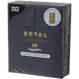 Papstar Bestecktaschen Royal Collection, integrierte Besteckfalz, B 200 x H 82,5 mm, FSC®-zertifiziert, Premium-Tissue, schwarz, 6 x 50 Stück