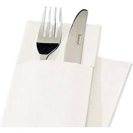 Papstar Bestecktaschen Royal Collection, integrierte Besteckfalz, B 200 x H 82,5 mm, FSC®-zertifiziert, Premium-Tissue, weiß, 6 x 50 Stück