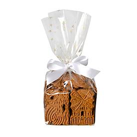 Papstar bodemzak, met gouden sterren, dikte 30 μ, L 235 x B 145 x H 58 mm, polypropeen, goud-transparant, 10 stuks