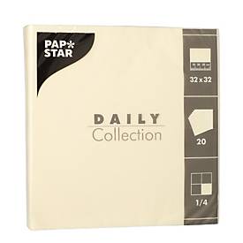 Papstar Daily Collection servetten, met ¼ vouw, 320 x 320 mm, 20 stuks, champagne