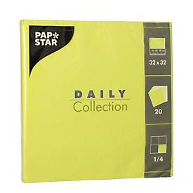 Papstar Daily Collection servetten, met ¼ vouw, 320 x 320 mm, 20 stuks, limoengroen