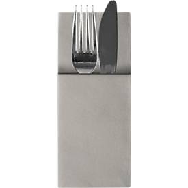 Papstar Hygienische Servietten-Bestecktaschen Airlaid, Grau, 1/8-Falz, 24 x 10 cm, 4 x 100 Stück
