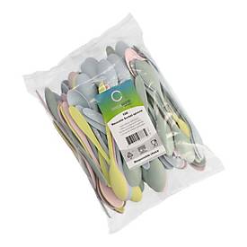 Papstar Mehrweg Dessert-/Sorbetlöffel Pastellmix 17,5 cm, PP, bis 100 °C, spülmaschinengeeignet bis 65 °C, 100er Pack