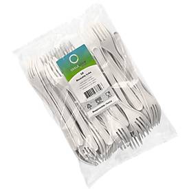 Papstar Mehrweg Gabel Polypropylen weiß 18,5 cm, bis 100 °C, spülmaschinenfest bis 65 °C, 125x nutzbar, 50er Pack