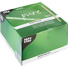 Papstar Rührstäbchen Pure, L 140 x B 5 mm, FSC®-Holz, naturfarben, 1000 Stück in Faltschachtel