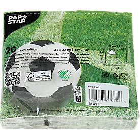 Papstar Servietten „Football“, 3-lagig, 1/4-Falz, FSC®-zertifiziert, B 330 x H 330 mm, Tissue, mehrfarbig bedruckt, 20 Stück