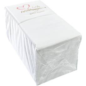 Papstar Servietten 'Herzlich Willkommen & Guten Appetit', 2‑lagig, 20×20 cm, 1/4‑Falz, FSC, 125 Stück