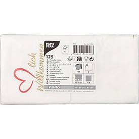 Papstar Servietten 'Herzlich Willkommen & Guten Appetit', 2‑lagig, 20×20 cm, 1/4‑Falz, FSC, 125 Stück
