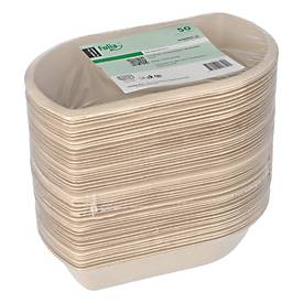 Papstar Snacktray Zuckerrohr ungebleicht 11,1x16,8x3,6 cm, fettresistent, formstabil, rechteckig, 50 Stück