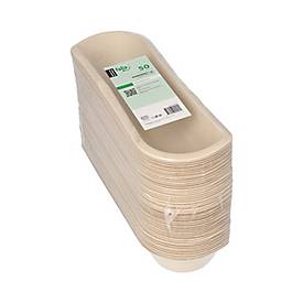 Papstar Snacktray Zuckerrohr ungebleicht 12,2x19,4x3,6 cm, fettresistent, formstabil, rechteckig, 50 Stück