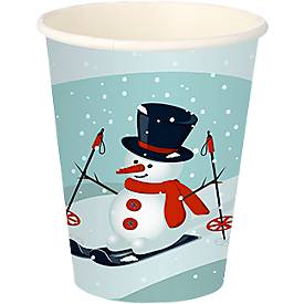 Papstar Trinkbecher "Snowtime", Pappe, 200 ml, doppelwandig, Ø 8 x H 9,3 cm, 50 Stück