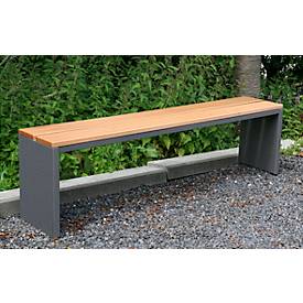 Parkbank, Edelstahl/Garapaholz, witterungsbeständig, B 2000 x T 300 x H 400 mm, moonstone-grau