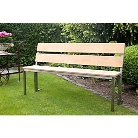 Parkeerbank, rvs / Garapaholz, met/zonder rugleuning, B 1500 x D 300 x H 830 mm