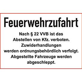 Parkverbot-Schild 'Feuerwehrzufahrt' (Alu-Dibond)