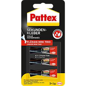 Pattex Sekundenkleber Classic flüssig Mini Trio, 3 x 1 g