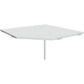 PC-Arbeitsplatte ALICANTE, B 1225 x T 1225 mm, mit Stützfuß, höhenverstellbar, lichtgrau