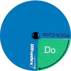 PDCA-Zyklus Ultradex, rund, 4 Phasen mit jeweils eigener Farbe, magnetisch, Ø 70 mm, magnetische Folie, blau
