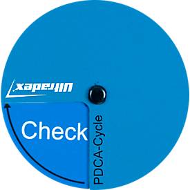 PDCA-Zyklus Ultradex, rund, 4 Phasen mit jeweils eigener Farbe, magnetisch, Ø 70 mm, magnetische Folie, blau