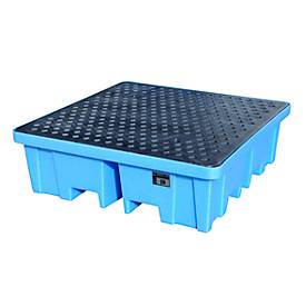 PE-Auffangwanne WPA-PE 2/4, blau, Kapazität 4 x 250 L, unterfahrbar