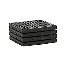 PE-Gitterroste für PE-Palettenauffangwannen CEMO 220/4 und 400/4, B 600 x T 600 x H 70 mm, 4 Stück