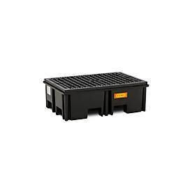 PE-Palettenauffangwanne CEMO 220/2 für 1 Europalette, L 1230 x B 830 x H 390 mm, 220 l, für 2 x 200 l Fässer, PE-Gitterrost