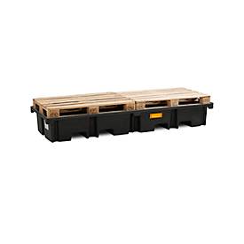 PE-Palettenauffangwanne CEMO 425/4e für 2 Europaletten längs, L 2420 x B 880 x H 360 mm, 425 l, für 4 x 200 l Fässer, oh