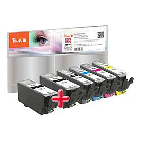 Image of Peach Spar Pack Plus - 6er-Pack - XL-Yield - Schwarz, Gelb, Cyan, Magenta, Photo schwarz - Tintenpatrone (Alternative zu: Canon CLI-526BK, Canon CLI-526C, Canon CLI-526M, Canon CLI-526Y, Canon PGI-525)